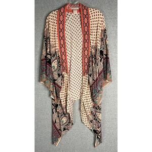 Flying Tomato Rayon Kimono M/L Paisley Print Open Front Boho Duster